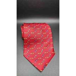 US Open Tennis Maroon 100% Silk Neck Tie With Flaming Fire Tennis Balls